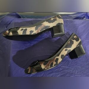 Chanel Leopard Print Block Heels